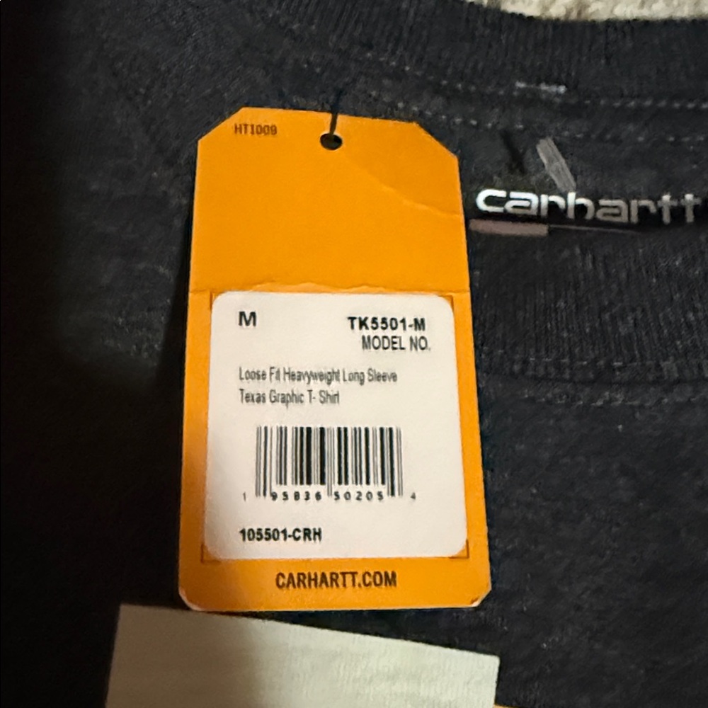 Carhartt Black and Cream Texas Long Sleeve Tee nwt sz M - Picture 3 of 5